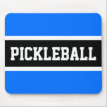 Sporty Block PICKLEBALL Sky Blue Black Stripes Mouse Pad<br><div class="desc">This fun design features big sports letters inside a wide black stripe highlighted with white stripes on a bright sky bluebackground. The colors and PICKLEBALL text in this template design can be personalized.</div>