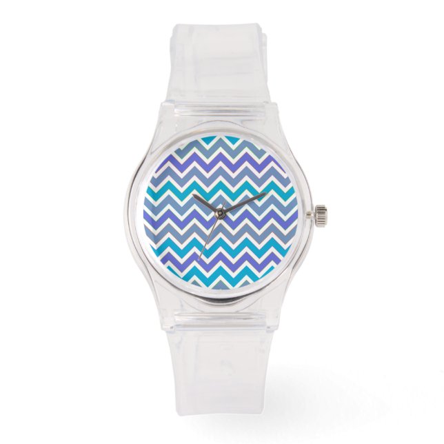 Sporty Blue Chevron Pattern Watch (Front)
