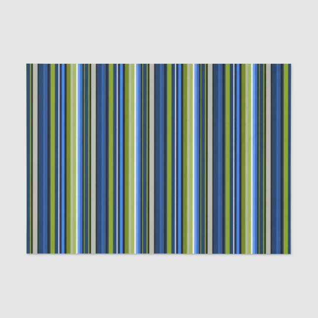 Sporty Blue Green Stripe Tissue Paper (Front)