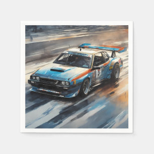 Sporty Blue Racing Car Napkin