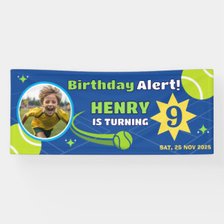 Sporty Blue Tennis For Kids Birthday Banner