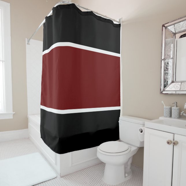 Sporty Bold Black Wide Dark Red Centre Stripe (In Situ)