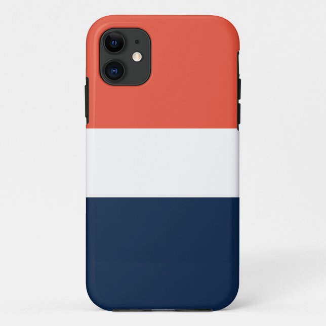 Sporty Bold Bright Orange White Navy Blue Stripes Case-Mate iPhone Case (Back)