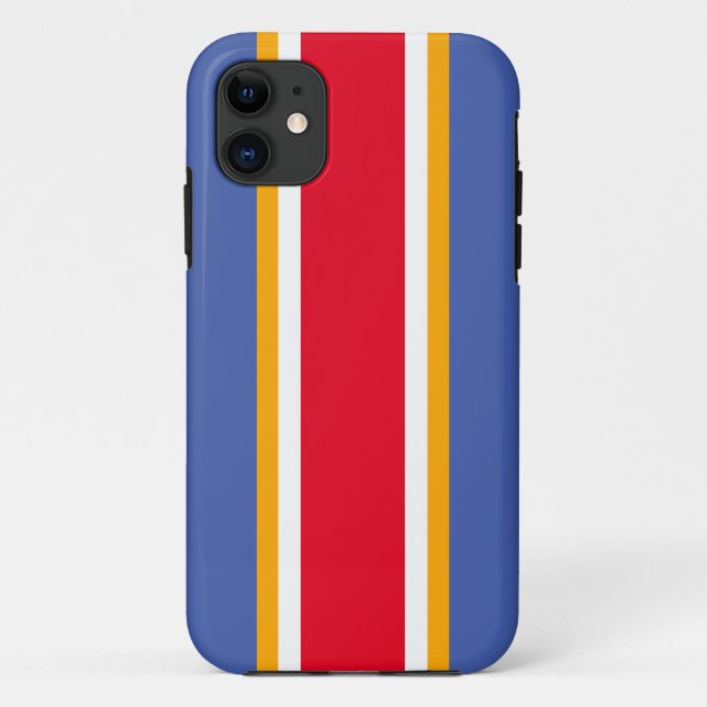 Sporty Bold Red White Blue Yellow Racing Stripes Case-Mate iPhone Case (Back)