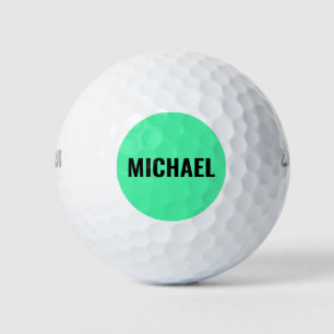 Sporty Bright Green Modern Personalized Name Golf Balls