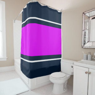 Sporty Bright Pink White Navy Blue Racing Stripes