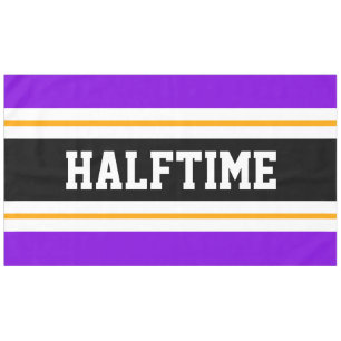 Sporty Bright Purple Black White HALFTIME Stripes Tablecloth