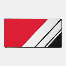 Sporty Bright Red Black White Diagonal Stripes