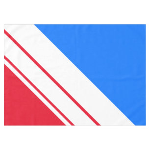 Sporty Bright Red Blue White Slant Racing Stripes Tablecloth