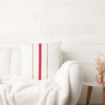 Sporty Bright Red Brown Racing Stripes On White
