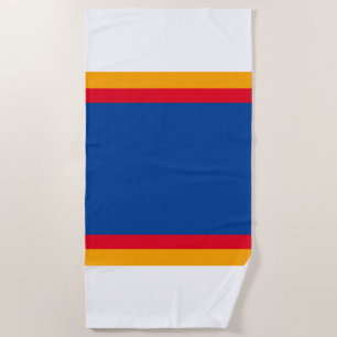 Sporty Bright Red Orange Blue White Racing Stripes Beach Towel