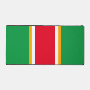 Sporty Bright Red White Kelly Green Racing Stripes Desk Mat