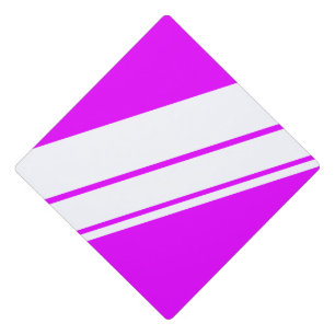 Sporty Bright Tropical Pink White Racing Stripes Graduation Cap Topper