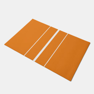 Sporty Bright Vibrant Orange White Racing Stripes Doormat
