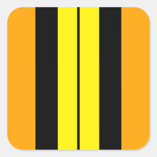 Sporty Bright Yellow Orange Black Racing Stripes Square Sticker