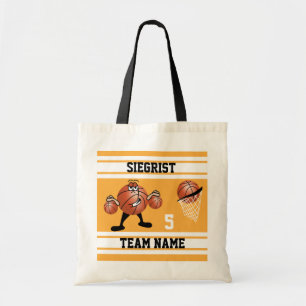 Sporty Cartoon Basketball Character   Gold Tote Bag