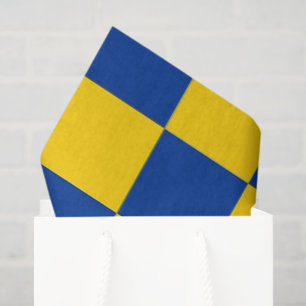 Sporty Checkerboard Blue Gold Team Colors Fun Tissue Paper