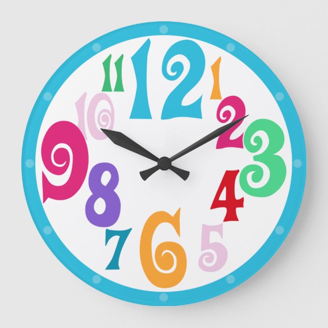 Sporty Colourful Chic Blue Trim wall clock (Front)