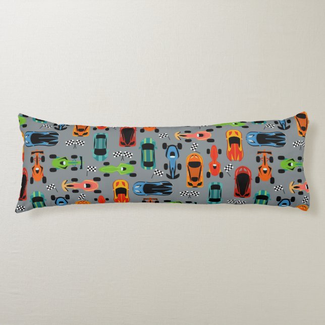 Sporty Colourful Racing Cars Kids Personalized Body Pillow (Front)