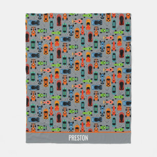 Sporty Colourful Racing Cars Kids Personalized Fleece Blanket