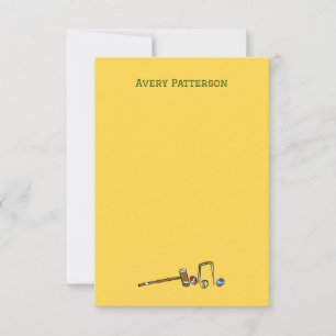 Sporty Croquet Hand-Illustrated Preppy Yellow Card