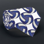 Sporty Dark Blue and White Volleyball Tie<br><div class="desc">Men's Volleyball Sport Necktie. ⭐This Product is 100% Customizable. Graphics and/or text can be deleted, moved, resized, changed around, rotated, etc... 99% of my designs in my store are done in layers. This makes it easy for you to resize and move the graphics and text around so that it will...</div>