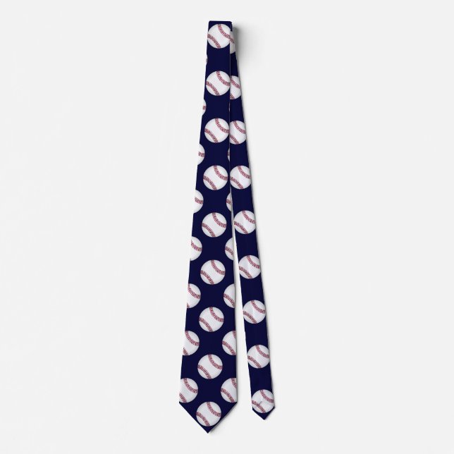 Sporty Dark Blue Baseball Tie (Front)