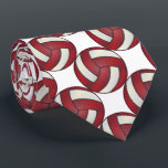 Sporty Dark Red and White Volleyball Tie<br><div class="desc">Volleyball Sport Men's Tie - Two side print. Featuring a red and white sport volleyball pattern on a white background. A great gift for a volleyball player, volleyball fan or volleyball team coach, a fun sports design. More colours are available if you can't find your colours, please contact me. ⭐99%...</div>