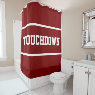 Sporty Deep Red Bold TOUCHDOWN White Text Stripes
