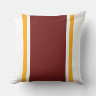 Sporty Deep Red Yellow Orange White Racing Stripes Outdoor Pillow