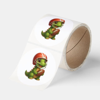 Sporty Dino Football Roll Stickers for Kids