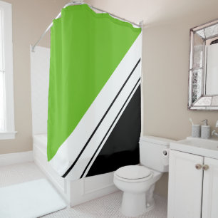 Sporty Fun Bright Green Black White Racing Stripes