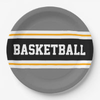 Sporty Fun Grey Black Yellow BASKETBALL Stripes