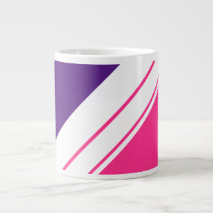 Sporty Fun Purple Bright Pink White Racing Stripes Large Coffee Mug