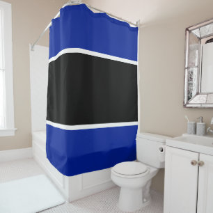 Sporty Fun Wide Black White Navy Blue Stripes