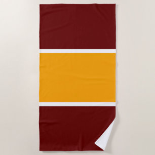 Sporty Golden Orange Deep Red Racing Stripes Beach Towel