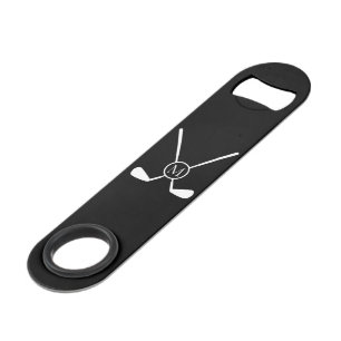 Sporty Golf Clubs Illustration White Monogram M  Bar Key