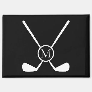 Sporty Golf Clubs Illustration White Monogram M  Magnet