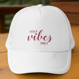 Sporty Golfer Red Golf Vibes Only Golfing Quote Trucker Hat