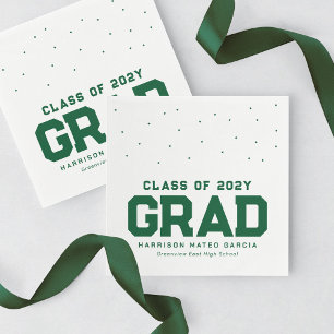 Sporty grad athlete green personalized graduation napkin