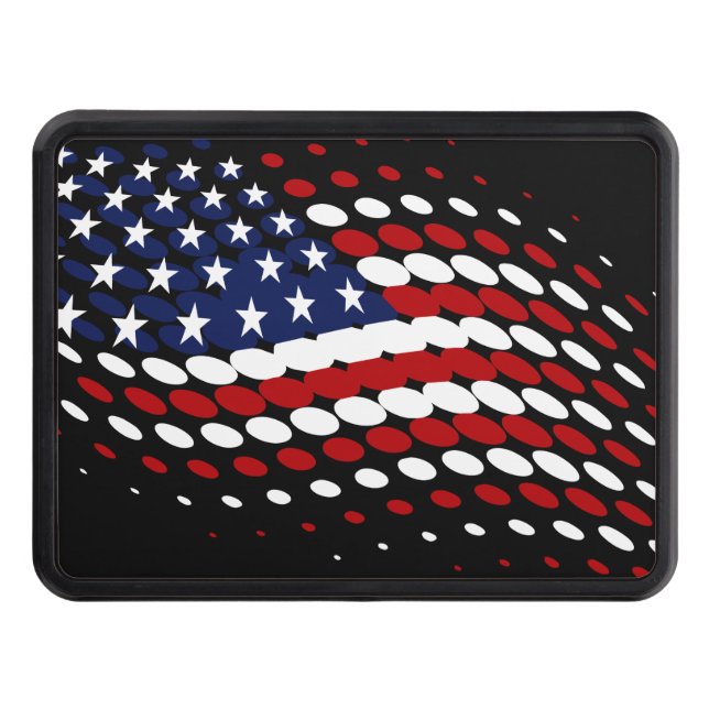 Sporty Halftone USA American Flag Trailer Hitch Cover (Front)