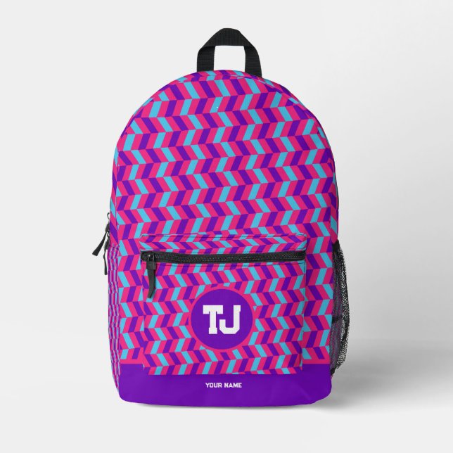 Sporty High School Personalized Basketball Printed Backpack (Front)
