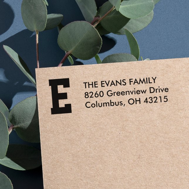 Sporty initial simple return address self-inking stamp (Creator Uploaded)