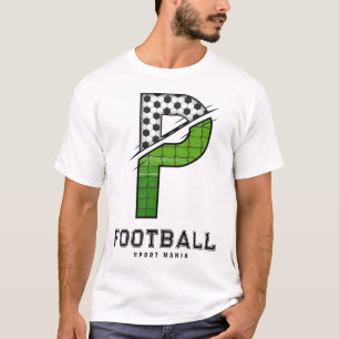 Sporty Letter P Football Net & Ball Typography T-Shirt