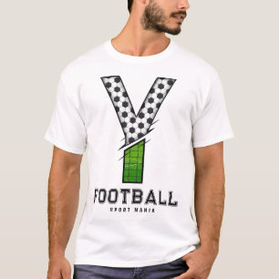 Sporty Letter Y Football Net & Ball Typography T-Shirt