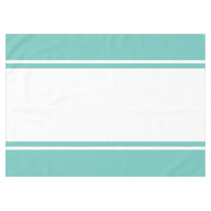 Sporty Light Aqua Teal White Wide Racing Stripes Tablecloth