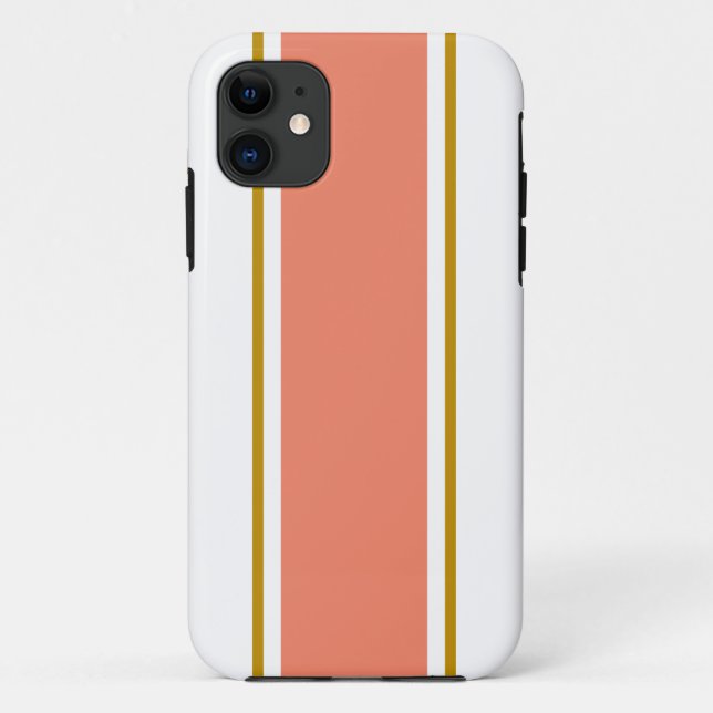 Sporty Light Orange Brown White Racing Stripes  Case-Mate iPhone Case (Back)