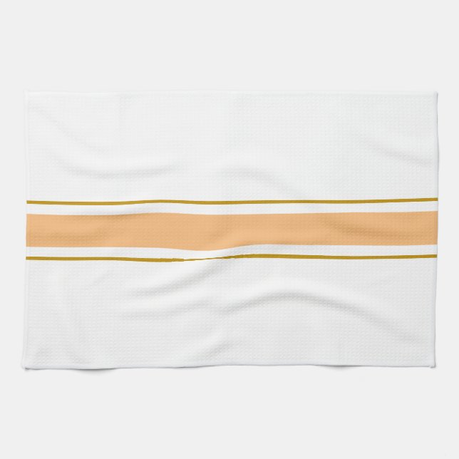Sporty Light Orange Brown White Racing Stripes Kitchen Towel (Horizontal)
