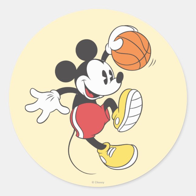 Sporty Mickey | Basketball Player Classic Round Sticker (Front)