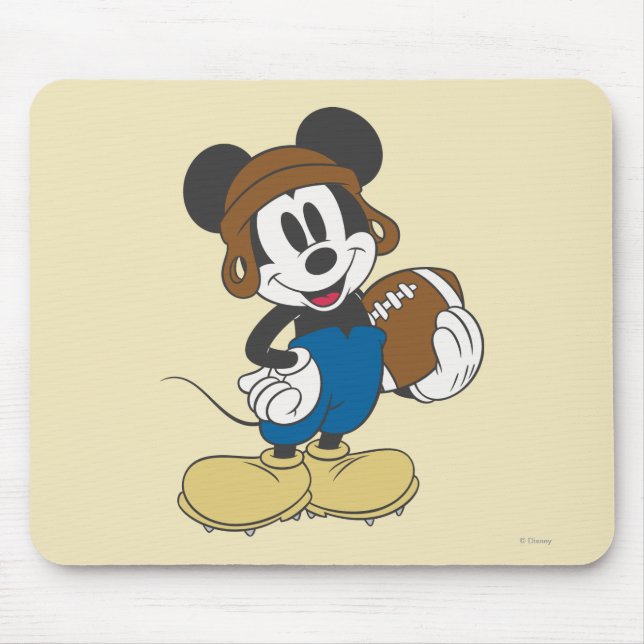 Sporty Mickey | Holding Football Mouse Pad (Front)